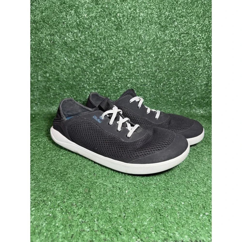Olukai Men Size 10 MOKU Pae Black White Mesh Slip On Comfort Shoe Casual Sneaker